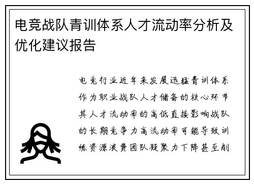 电竞战队青训体系人才流动率分析及优化建议报告